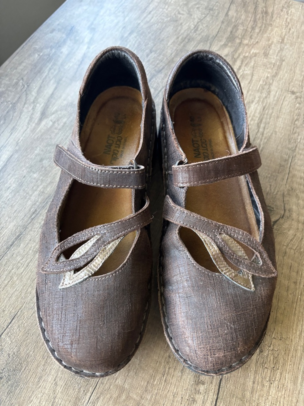 Naot Brown Leather Mary Jane Slip-On